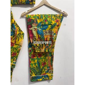 Ensemble de pyjama pour femmes en coton biologique 100% imprimé floral, respirant, à séchage rapide, avec fermeture boutonnée, manches longues, col classique, vêtements de nuit - Product Image 5