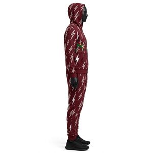 Ensemble de survêtement unisexe NEXTEX Lightning Bolt, couleur marron et blanc, en molleton doux et chaud, avec sweat à capuche et pantalon - Product Image 3