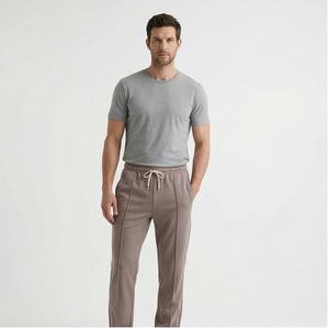 กางเกงวิ่งขายาวแบบเรโทรสำหรับผู้ชายกางเกงเอวยางยืดทำจากผ้าขนสัตว์ทรงหลวมลำลองสำหรับใส่เล่นกีฬา - Product Image 1