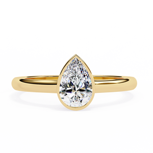 Bague de fiançailles solitaire tendance en or jaune massif 9 carats avec diamant de laboratoire taille poire brillant 0,60 ct E VVS certifié IGI - Product Image 1