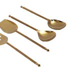 Cuillère en laiton traditionnelle indienne pour ensemble Thali, cuillère décorative en laiton pour service festif, cuillère robuste pour une utilisation durable - Product Image 1
