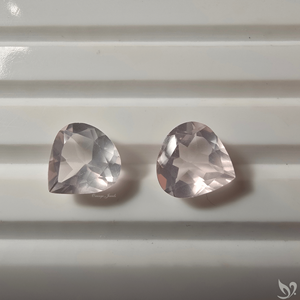 2.97 CTW Rose Quartz Trillion Cut Pale <b>Pink</b> Loose Gemstone Pair for Earrings Pendant and Fine Jewelry - Product Image 3