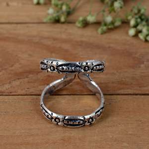 SHYAM JEWELRS Luxury <b>Adjustable</b> 925 <b>Silver</b> Flower Patterned Splint <b>Ring</b> for Hypermobility & Knuckle Support - Product Image 1