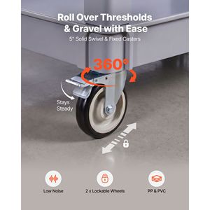 Chariot utilitaire robuste, capacité de 550 lb, chariot de service à 2 niveaux avec roues pivotantes à 360° et 2 freins - Product Image 4