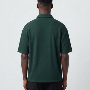 <b>Men's</b> <b>Green</b> Short Sleeve Knitted <b>Polo</b> <b>Shirt</b> With Zipper Casual Solid Color Regular Fit Cotton oxford Breathable woven <b>polo</b> <b>shirt</b> - Product Image 2