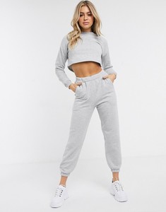 Conjunto Deportivo Gris de 2 Piezas para Mujer, Sudadera de Cuello Redondo con Estampado de Alta Calidad, Pantalones Largos con Bolsillos Laterales y Cintura Elástica, Estilo Casual - Product Image 4