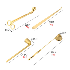 Coupe-mèches de bougie argentés en acier inoxydable personnalisé, ensemble d'accessoires coupe-mèches, éteignoir et bâtonnet de nettoyage pour mèches - Product Image 5