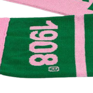 Écharpe en tricot AKA rose et verte, douce et tissée, avec franges, accessoires d'hiver pour sororité grecque, vêtements pour temps froid - Product Image 4