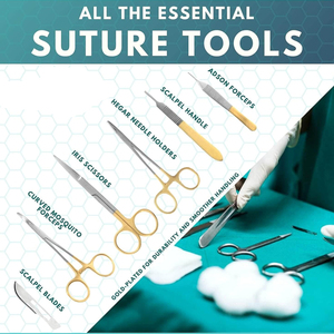 Kit de Sutura Quirúrgica de 24 Piezas, Manual, Reutilizable, de Acero Inoxidable de Grado Médico, para Estudiantes de Medicina y Enfermeras, Autoclavable - Product Image 4