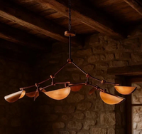 Lustre de plafond promotionnel pour salon, style Mid-Century Modern, fait main, finition laiton, multi-bras réglables, intensité variable