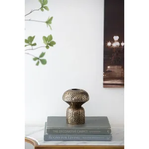 Contemporary Brass Tabletop Vase Handmade Decorative Accent for Living Room Home Interior Design Modern Metal Ornament - Product Image 1