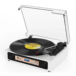 Bluetooth/TF/USB/FM 3 Speed DAB Radio White LED Display Turntable Player