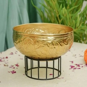 Maceta Redonda de Latón para Diwali, Decoración de Mesa con Flores Hechas a Mano, Ceremonia Religiosa, Decoración para el Hogar, También para Regalo - Product Image 6