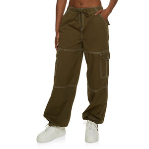 Pantalones cargo acampanados de verano para mujer, estilo nuevo, en color liso, con cintura personalizada, pantalones vaqueros cargo rasgados para mujer en oferta - Product Image 1