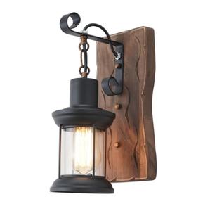 Applique murale lanterne rustique noire style ferme pour intérieur et extérieur, luminaire de porche - Product Image 1