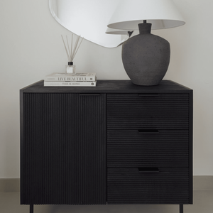 Buffet à 3 tiroirs et 1 porte Vandana Arista Stellar Black pour des intérieurs modernes et élégants - Product Image 2