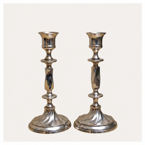 Handmade Luxury <b>Silver</b> Taper Candle Holder Set of 2 Elegant Metal <b>Candlestick</b> Stand for Wedding Party Tabletop Lighting - Product Image 1