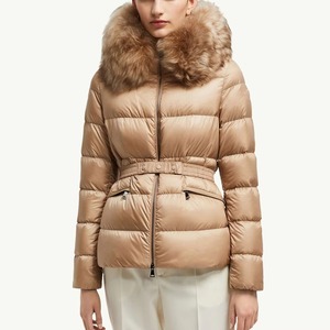Chaqueta Acolchada para Mujer con Cuello de Piel de Zorro, Abrigo de Invierno con Cinturón, Manga Larga, Color Sólido, Grueso y Cálido - Product Image 1