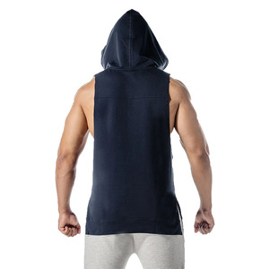 Camiseta sin mangas con capucha para hombre, diseño de corte muscular, para gimnasio, culturismo, fitness, entrenamiento, OEM, con bordado. - Product Image 2