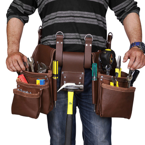 Heavy-Duty Comfort Rig Professional Adjustable OEM Carpenters Electrical Tool Suspenders Canvas Leather Tool Bag 200 lb Capacity - Product Image 6