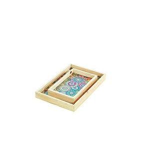 Custom Wooden Serving <b>Storage</b> Tray Set With Floral Print MDF Base Tea Coffee Breakfast Custom Logo Gift Tray For Home Kitchen - Product Image 1