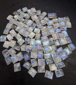 Piedras preciosas calibradas de piedra lunar arcoíris natural, rectangulares, con base plana, calidad AAA Plus, para la fabricación de joyas. - Product Image 2