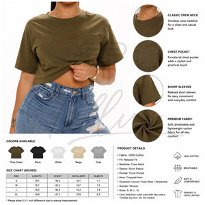 Women's Crop <b>Top</b> T-Shirt Short Sleeve Crew Neck Slim Fit Knitted Solid Color Casual Wear All Seasons Women's Crop <b>Top</b> T-shirts - Product Image 6