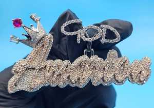 จี้ห้อยคอแบบสองสี ตัวอักษรย่อสั่งทำได้ ประดับเพชรโมอิสซาไนต์ ชุบทอง เงินแท้ 925 สไตล์แร็ปเปอร์ ฮิปฮอป - Product Image 2