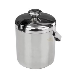 Stainless Steel Round Ice <b>Bucket</b> <b>With</b> <b>Lid</b> And Handle Double Wall Minimalist Design Party Cooler - Product Image 2