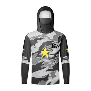 Veste de randonnée, de pêche et de chasse pour homme, camouflage, à capuche, protection UV UPF 50, respirante, séchage rapide, logo sur le devant, jersey - Product Image 5