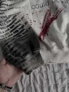 Men's Oversized Zip Up Hoodie Studded Hood Blood Graphic Print Streetwear <b>Sweatshirt</b> - Product Image 3