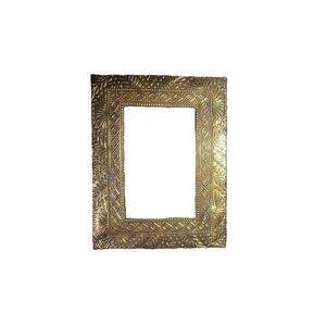 Rectangle Metal <b>Mirror</b> <b>Frame</b> with Embossed Floral Pattern and Diamond Design Durable Home Decoration - Product Image 1