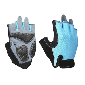 Gants de cyclisme mi-doigts respirants en polyester pour homme, avec bordure rouge, fermeture à lacets, design antidérapant et impression numérique - Product Image 1