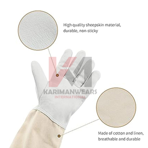 Guantes de Apicultura con Puño Extendido, Guantes Protectores de Cuero Suave Resistentes a Picaduras para Apicultores, Venta al Por Mayor - Product Image 3
