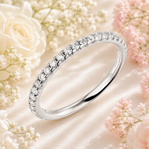 แหวนแต่งงานเพชรเลี้ยงในห้องปฏิบัติการแบบครึ่งวง 10K 14K 18K ทอง 925 935 เงิน ของขวัญสุดหรูสำหรับเครื่องประดับชั้นดี - Product Image 1