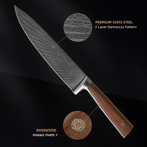 Couteau de Chef de Luxe LEGACY BLADES en Acier Damas Fait Main, Manche en Bois de Rose, Couteau de Cuisine Professionnel pour la Découpe, Vente en Gros - Product Image 3