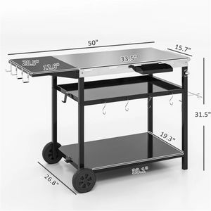 Ensemble de mobilier de patio extérieur : chariot de bar et table de barbecue - Product Image 6