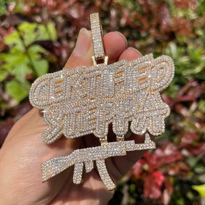 จี้เพชรโมอิสซาไนต์แบบ Iced Out เงินแท้ 925 สไตล์ฮิปฮอป เครื่องประดับแฟชั่นผู้ชาย จี้แร็ปเปอร์สุดหรู จี้รูปปืน - Product Image 5
