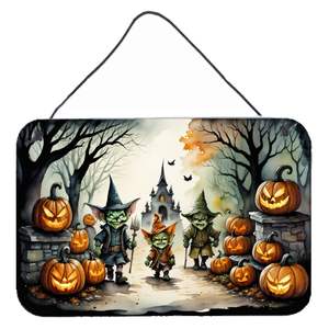 Nouveau Halloween Goblins Tenture Murale Spooky En Aluminium En Métal Signe pour Cuisine Bar Salle De Bains Décor À La Maison 8HX12W Multicolore - Product Image 1