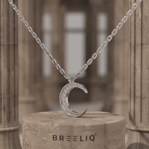 Collar con Colgante de Plata de Ley 925 con Baño de Rodio en Forma de Luna y Circonita, Estilo Moderno para Mujer, Regalo de Boda, Joyería - Product Image 2