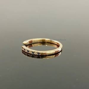 925 <b>Sterling</b> <b>Silver</b> Sapphire Moissanite <b>Sterling</b> <b>Silver</b> <b>Stacking</b> Band Open Pave Wedding Solid 1.50mm <b>Ring</b> Adjustable Wedding - Product Image 2