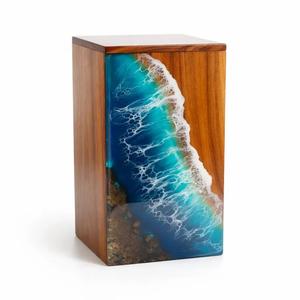 Urna Funeraria de Madera de Palisandro con Diseño de Olas Oceánicas – Recuerdo Conmemorativo de Playa Hecho a Mano - Product Image 2