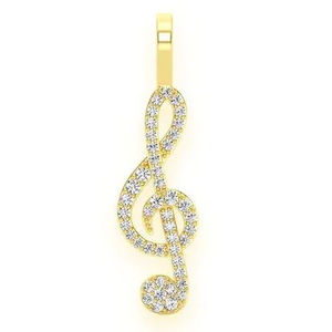 SHRAMAN JEWELS Colgante Musical Personalizable de Oro Amarillo de 10K con Baño de Rodio y Diamante Natural en Forma de Clave de Sol, Amuleto Unisex para Amantes de la Música - Product Image 1