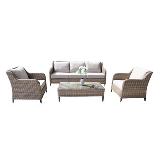 Contemporary <b>Outdoor</b> Rattan <b>Sofa</b> Set with UV-Resistant PE <b>Wicker</b> and Waterproof Cushions for Garden Use - Product Image 5