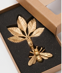 Vintage Metal Wall <b>Hook</b> With Leaf And Bee Design Gold Finish For Clothing Storage Home Decor And Stylish Wall Hanging Organizer - Product Image 5