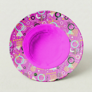 Custom Logo Pink Memphis Style Retro Bucket Hat Wholesale 90s Geometric Print Unisex Sublimation Sun Cap Streetwear Headwear - Product Image 3