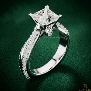 Anillo de Compromiso de Diamantes de Corte Princesa de Lujo, Certificado por IGI, Chapado en Rodio, Oro de 9K-18K, Color Blanco D, Anillo de Boda para Mujer - Product Image 3
