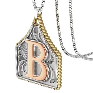 Collier Western Cowboy en Acier Inoxydable avec Pendentif Lettre Initiale A-Z et Aigle, Chaîne Vintage en Corde de Vache et Chaîne Maille Forçat - Product Image 4