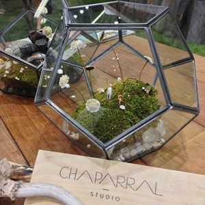 Geometric shape Set of <b>Glass</b> And Black Boxes In Black Antique Finish - Product Image 6