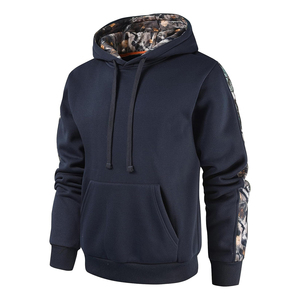 Sweat-shirt à capuche gris pour homme avec manches et doublure camouflage, vêtement décontracté pour l'extérieur - Product Image 4